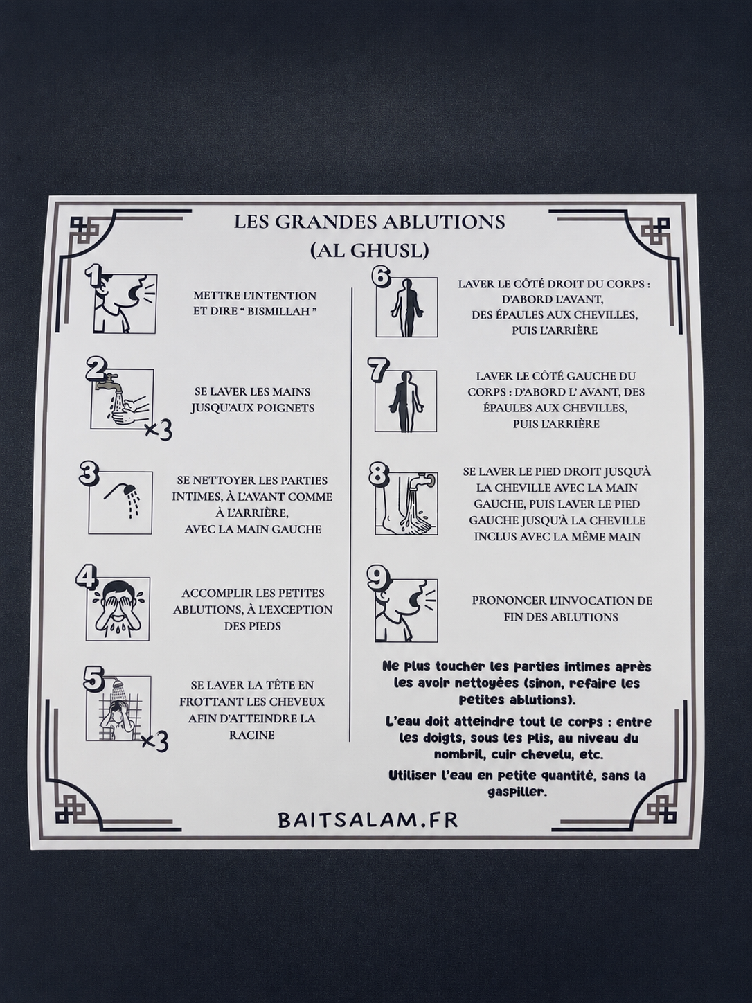 Sticker Islamique Transparent Grandes Ablutions Al Ghusl | Autocollant Musulman Éducatif de Purification