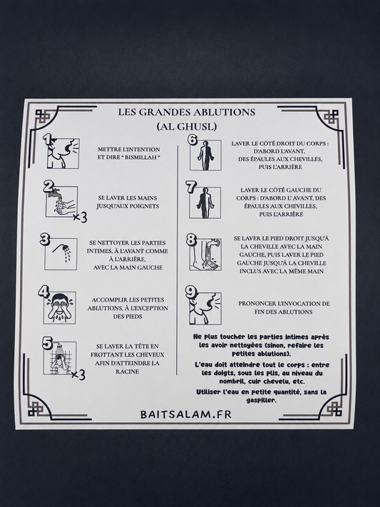Sticker Islamique Transparent Grandes Ablutions Al Ghusl | Autocollant Musulman Éducatif de Purification