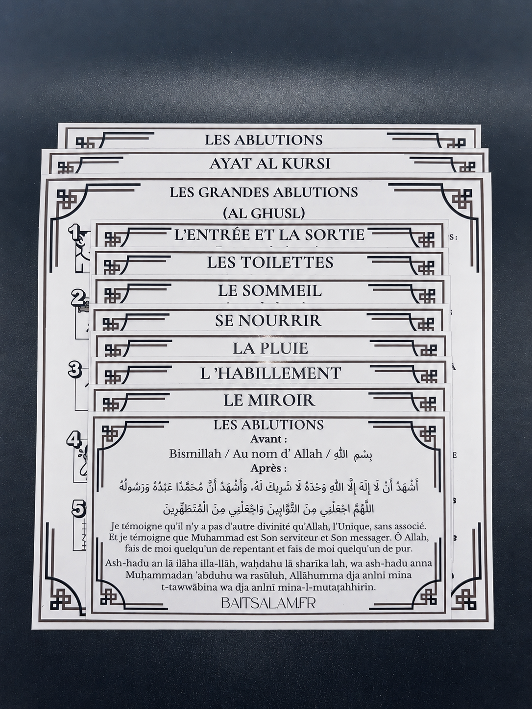 Pack Stickers Islamiques Fond Transparent - Rappel, Wudu, Al Ghusl & Ayat al-Kursi