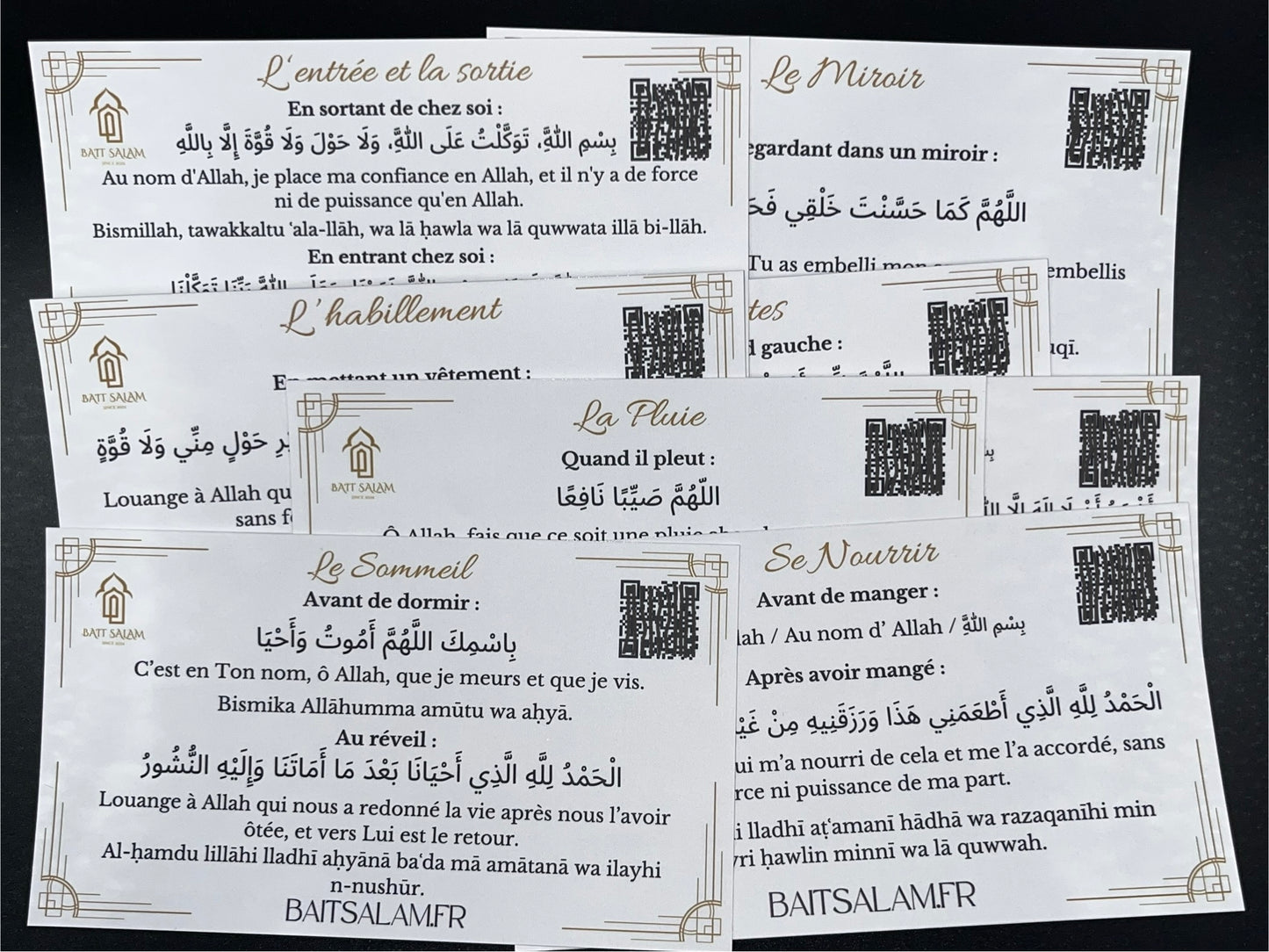Pack Stickers Islamiques Fond blanc avec QR CODE - Rappel, Wudu & Ayat al-Kursi
