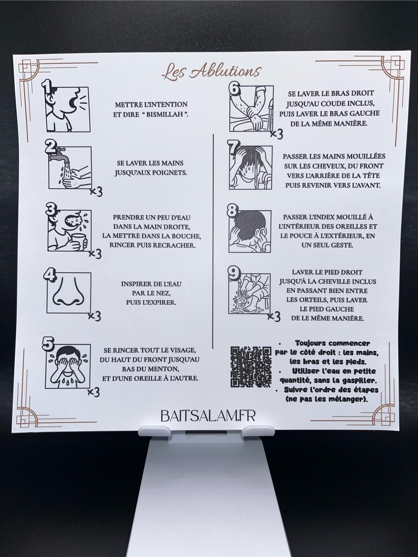 Pack Stickers Islamiques Fond blanc avec QR CODE - Rappel, Wudu & Ayat al-Kursi