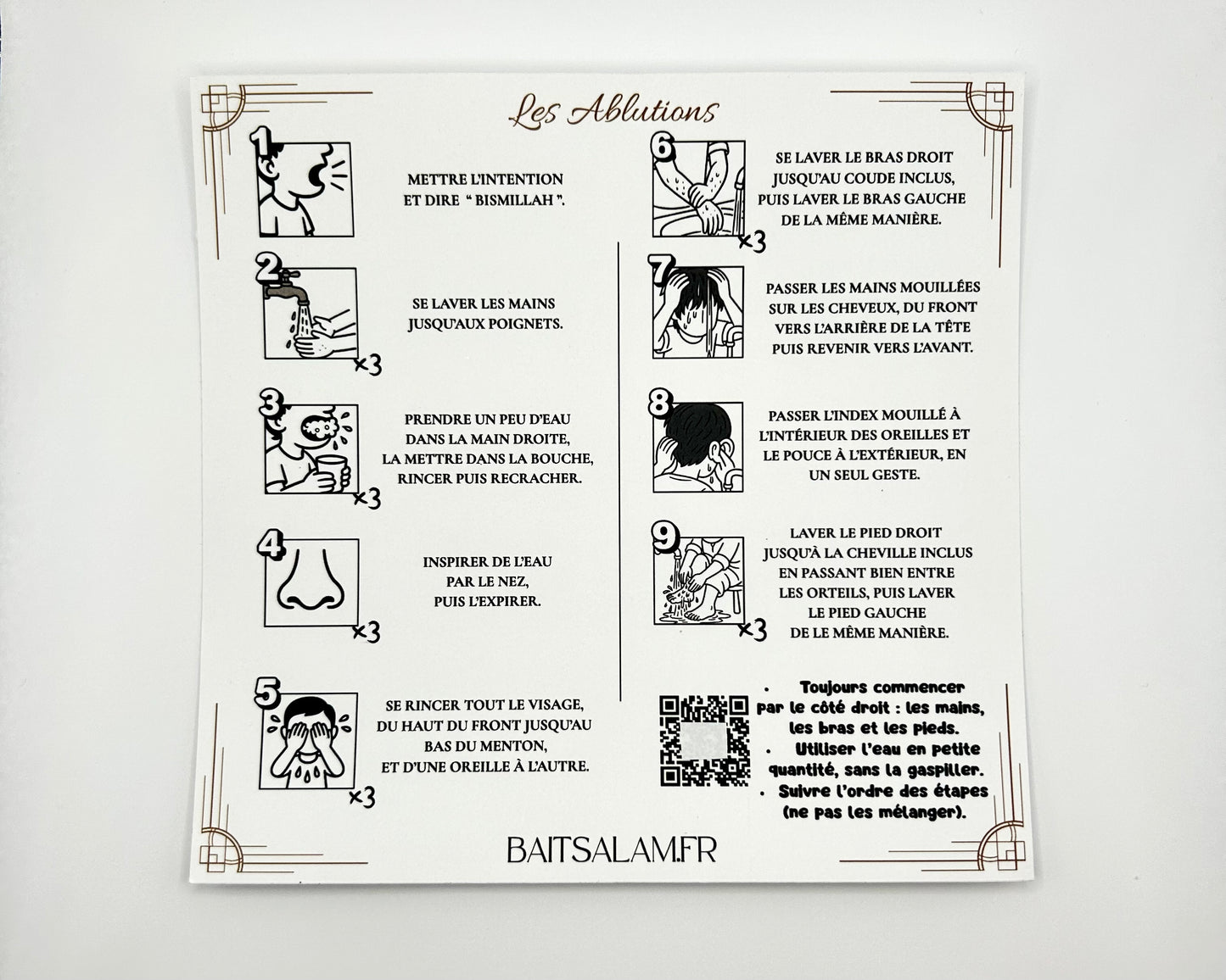 Sticker blanc les Ablutions Wudu avec QR Code